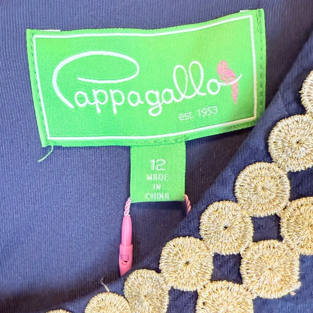 Pappagallo The Mandy Dress Navy and Gold Size 12 NWT - Picture 5 of 8
